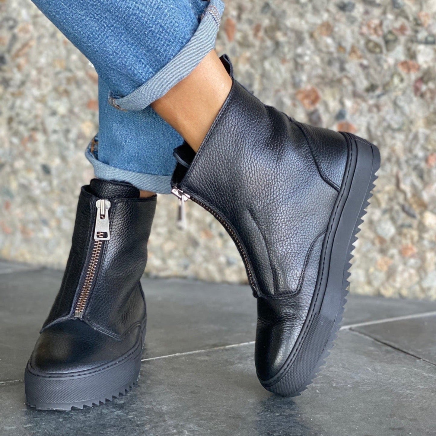 Sapatos Boots Molly sneaker med fór, Sort