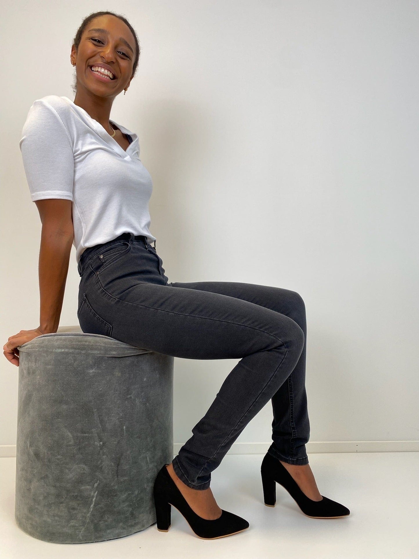 Sapatos Bukser High Waist jeans Grå
