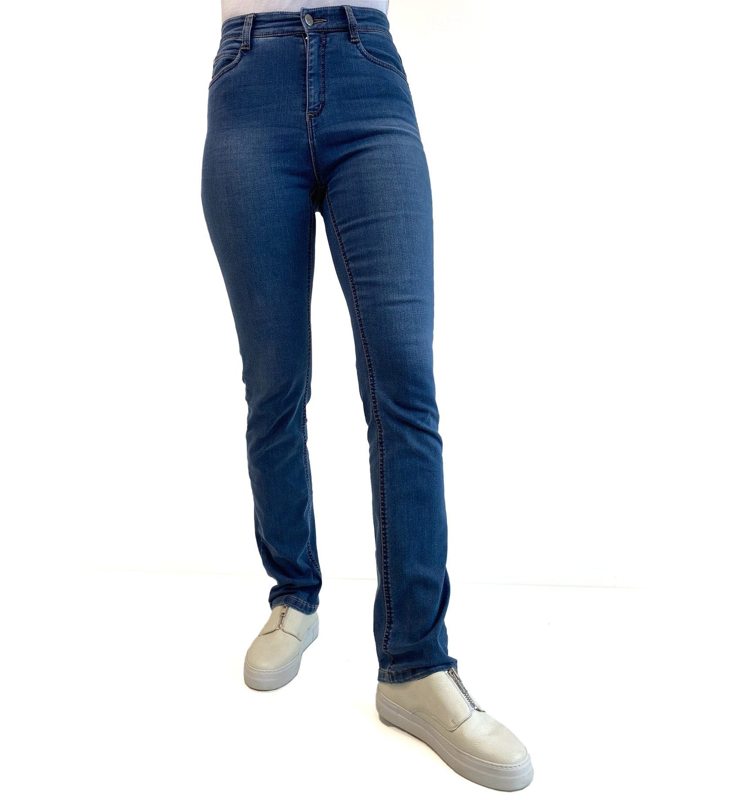 Sapatos Bukser High waist straight, Stoneblue