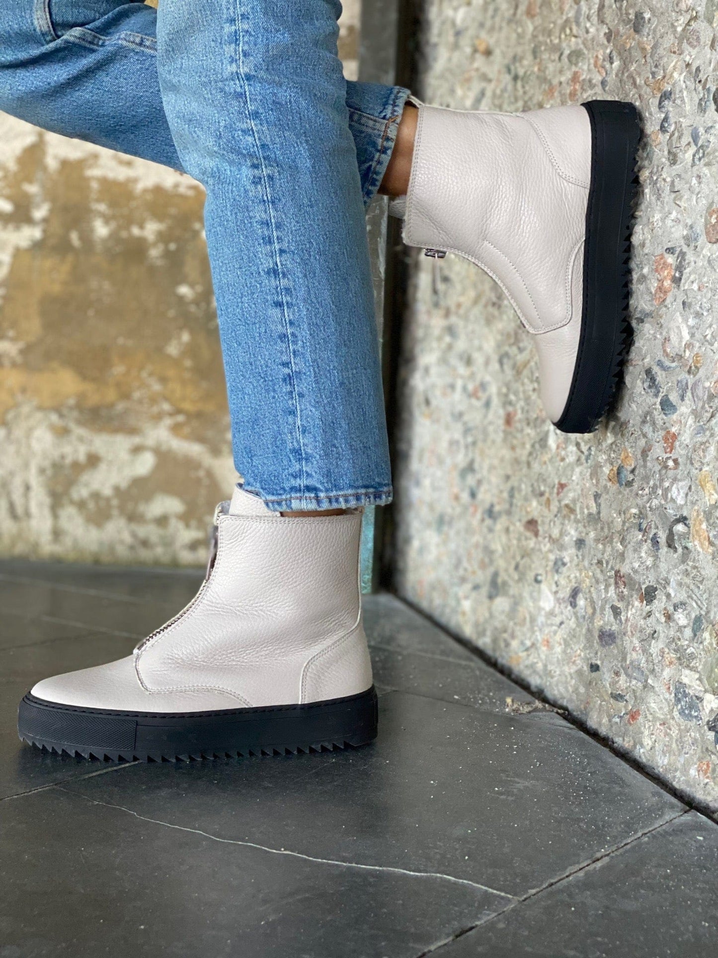 Sapatos Boots Molly sneaker med fór, Offwhite