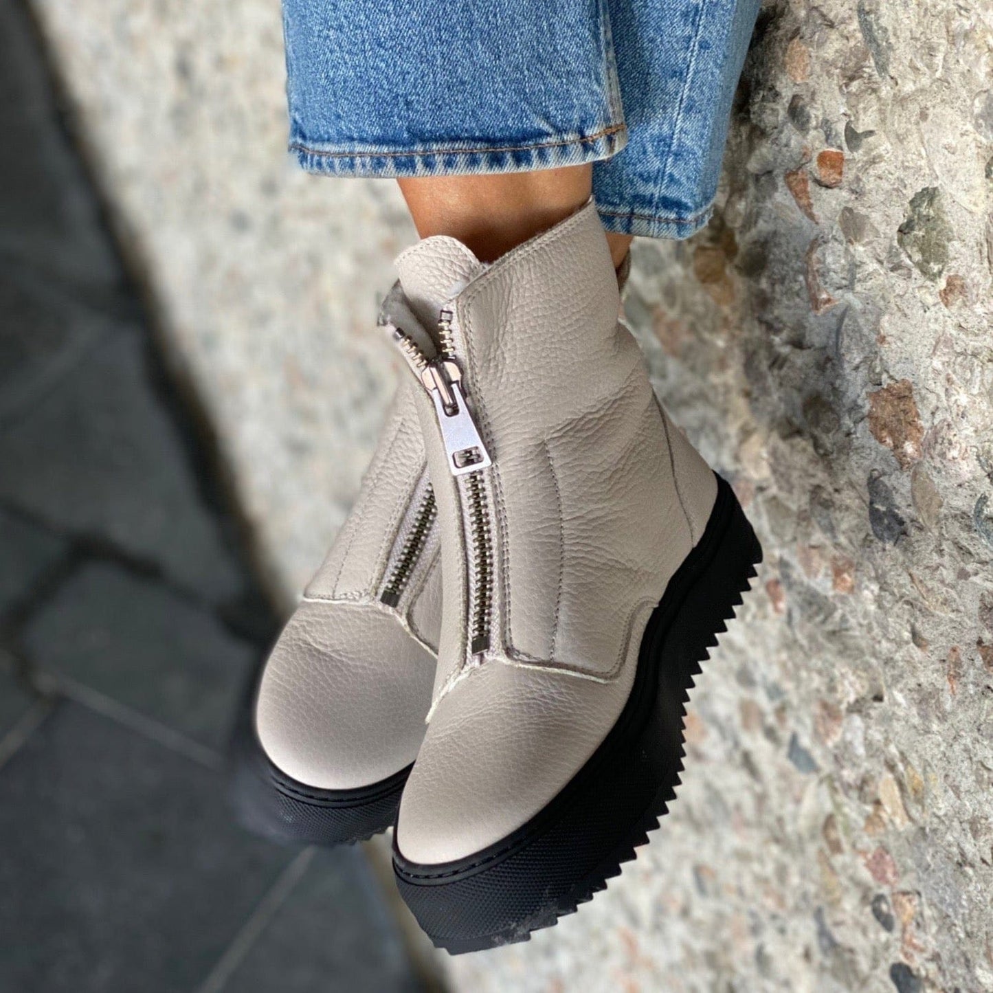 Sapatos Boots Molly sneaker med fór, Offwhite