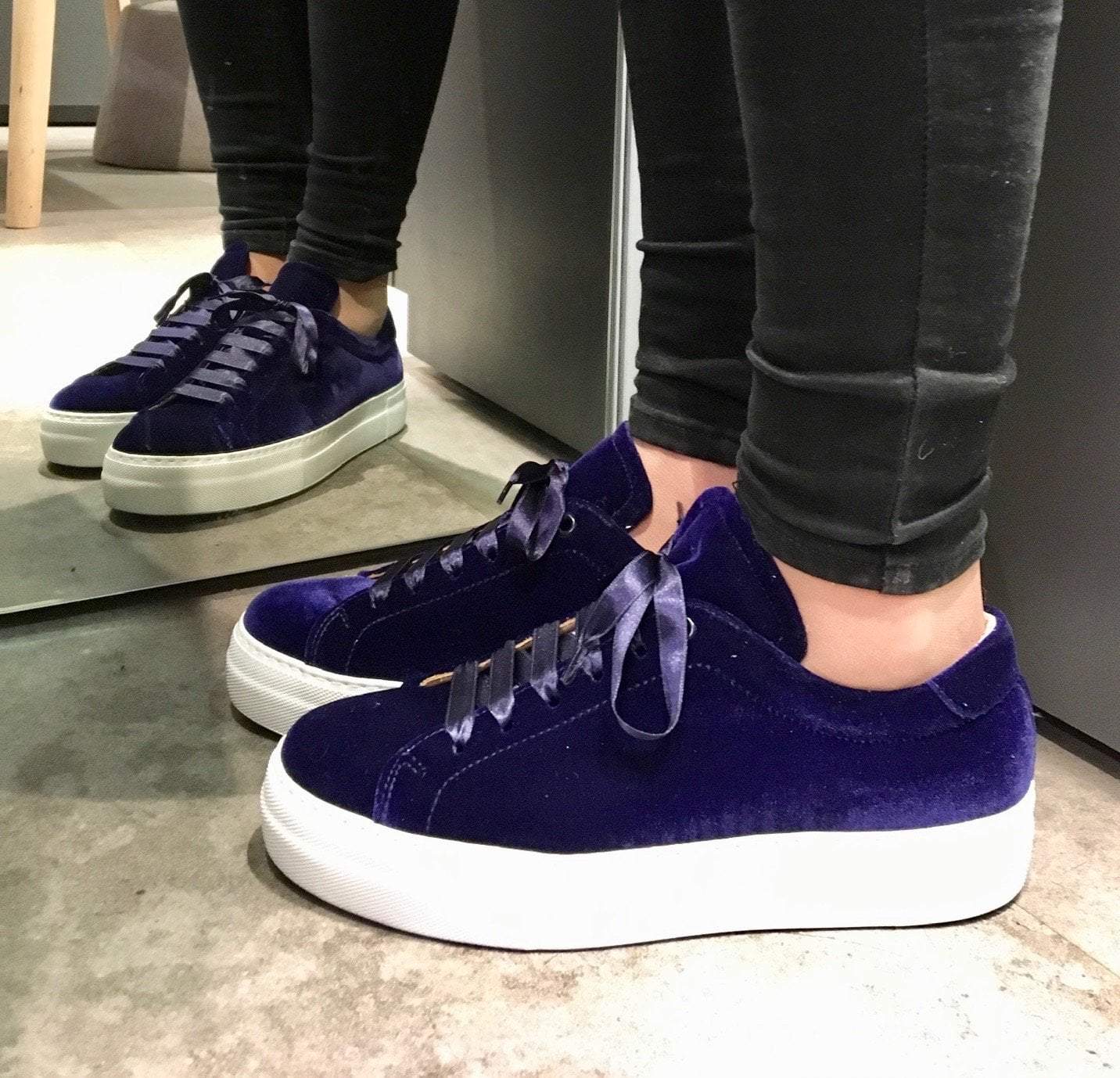 Navy velvet hot sale sneakers